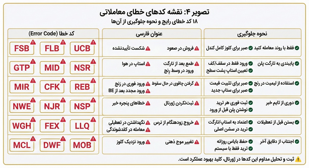 نقشه کدهای خطای معاملاتی - ۱۸ کد خطای رایج و نحوه جلوگیری از آن‌ها